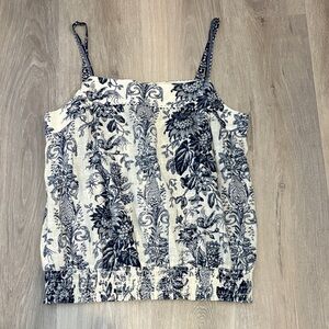 Floral Toile Spaghetti-Strap Cami in Navy and Cream